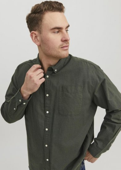 Jack & Jones OXFORD LS Shirt Green - Chemises - Chemises Grandes Tailles Hommes