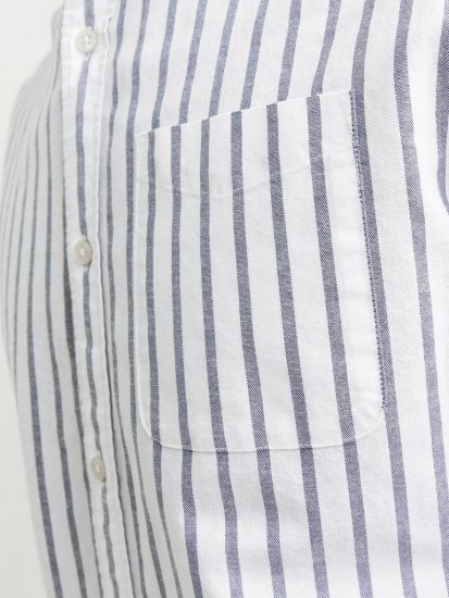 Jack & Jones OXFORD LS Shirt Striped Ensign Blue - Chemises - Chemises Grandes Tailles Hommes