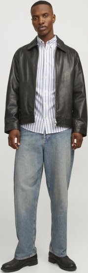 Jack & Jones OXFORD LS Shirt Striped Ensign Blue - Chemises - Chemises Grandes Tailles Hommes