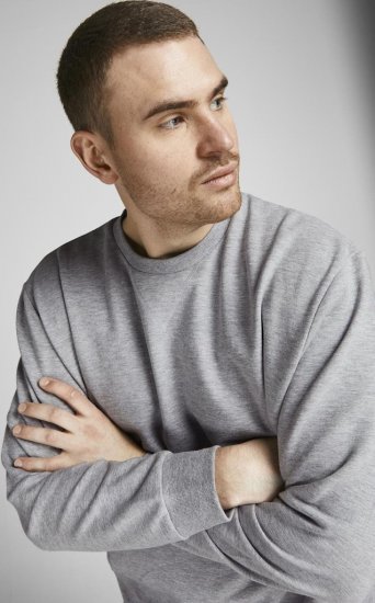 Jack & Jones Basic Sweatshirt Light Grey Melange - Sweatshirts & hoodies - Sweatshirts/Hoodies grande taille homme