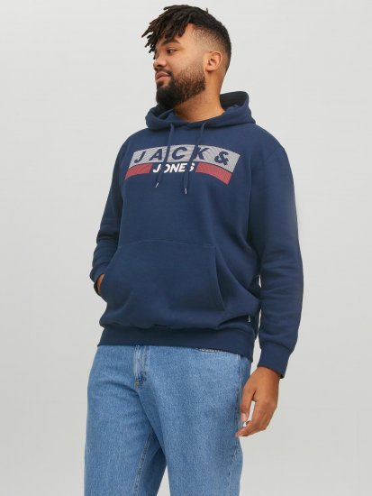 Jack & Jones CORP LOGO PLAY 4 Print Hoodie Navy Blazer - Sweatshirts & hoodies - Sweatshirts/Hoodies grande taille homme
