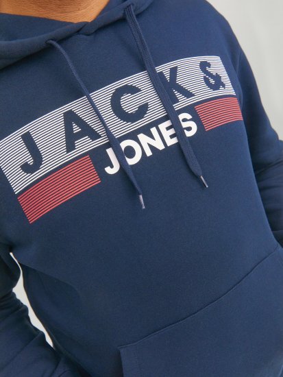 Jack & Jones CORP LOGO PLAY 4 Print Hoodie Navy Blazer - Sweatshirts & hoodies - Sweatshirts/Hoodies grande taille homme
