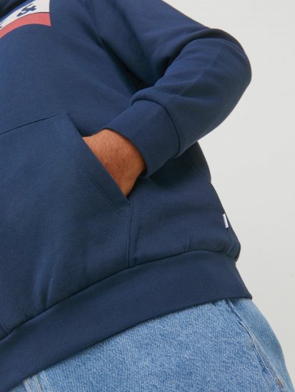 Jack & Jones CORP LOGO PLAY 4 Print Hoodie Navy Blazer - Sweatshirts & hoodies - Sweatshirts/Hoodies grande taille homme