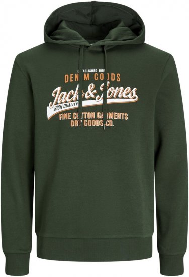Jack & Jones 2 COL LOGO Hoodie Kombu Green - Sweatshirts & hoodies - Sweatshirts/Hoodies grande taille homme