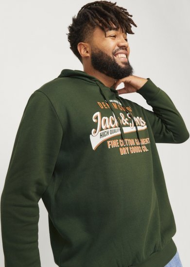 Jack & Jones 2 COL LOGO Hoodie Kombu Green - Sweatshirts & hoodies - Sweatshirts/Hoodies grande taille homme