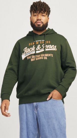 Jack & Jones 2 COL LOGO Hoodie Kombu Green - Sweatshirts & hoodies - Sweatshirts/Hoodies grande taille homme