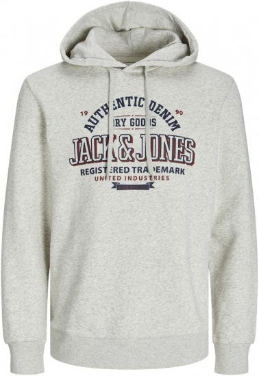 Jack & Jones 2 COL LOGO Hoodie White Melange - Sweatshirts & hoodies - Sweatshirts/Hoodies grande taille homme
