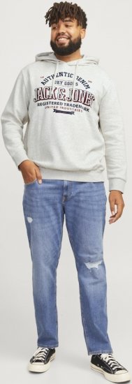 Jack & Jones 2 COL LOGO Hoodie White Melange - Sweatshirts & hoodies - Sweatshirts/Hoodies grande taille homme