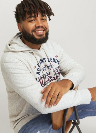 Jack & Jones 2 COL LOGO Hoodie White Melange - Sweatshirts & hoodies - Sweatshirts/Hoodies grande taille homme