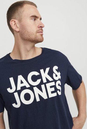 Jack & Jones CORP Logo T-Shirt Navy Blazer - T-shirts - T-shirts Homme Grande Taille