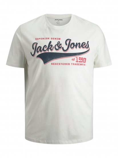 Jack & Jones JJELOGO TEE White - T-shirts - T-shirts Homme Grande Taille