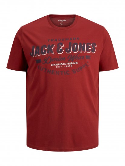 Jack & Jones JJELOGO TEE Red - T-shirts - T-shirts Homme Grande Taille