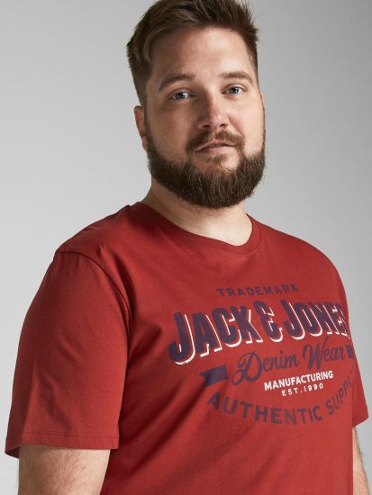 Jack & Jones JJELOGO TEE Red - T-shirts - T-shirts Homme Grande Taille