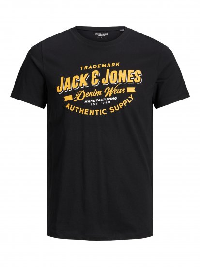 Jack & Jones JJELOGO TEE Black - T-shirts - T-shirts Homme Grande Taille
