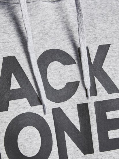Jack & Jones CORP LOGO Large Print Hoodie Light Grey Melange - Sweatshirts & hoodies - Sweatshirts/Hoodies grande taille homme