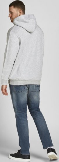 Jack & Jones CORP LOGO Large Print Hoodie Light Grey Melange - Sweatshirts & hoodies - Sweatshirts/Hoodies grande taille homme