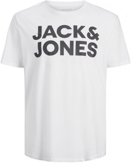 Jack & Jones CORP Logo T-Shirt White w Large Black Print - T-shirts - T-shirts Homme Grande Taille