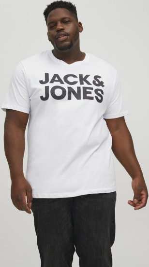 Jack & Jones CORP Logo T-Shirt White w Large Black Print - T-shirts - T-shirts Homme Grande Taille