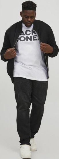 Jack & Jones CORP Logo T-Shirt White w Large Black Print - T-shirts - T-shirts Homme Grande Taille