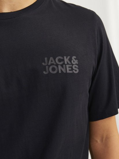 Jack & Jones CORP Logo T-Shirt Black w Small Black Print - T-shirts - T-shirts Homme Grande Taille