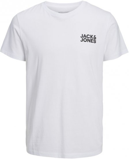 Jack & Jones CORP Logo T-Shirt White w Small Black Print - T-shirts - T-shirts Homme Grande Taille