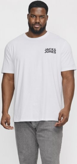 Jack & Jones CORP Logo T-Shirt White w Small Black Print - T-shirts - T-shirts Homme Grande Taille