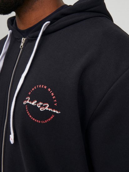 Jack & Jones JJSTAMP ZIP Hoodie Black - Sweatshirts & hoodies - Sweatshirts/Hoodies grande taille homme