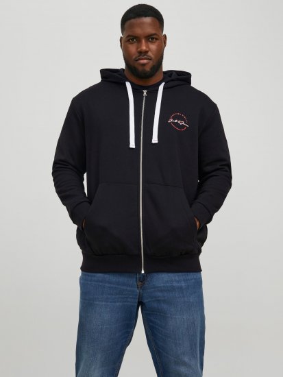 Jack & Jones JJSTAMP ZIP Hoodie Black - Sweatshirts & hoodies - Sweatshirts/Hoodies grande taille homme