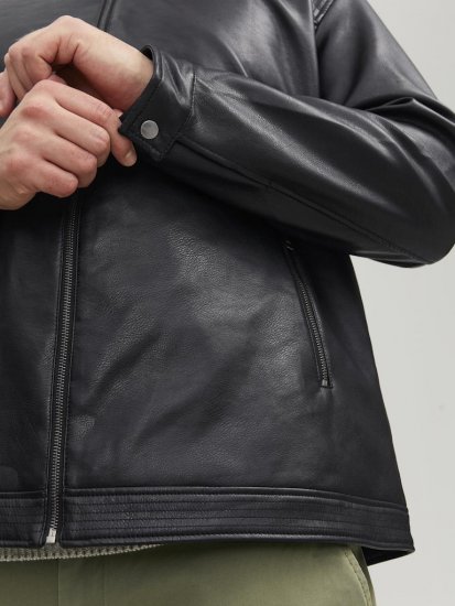 Jack & Jones Rocky Urban Rider Leather Jacket Black - Vestes - Vestes Homme Grandes Tailles