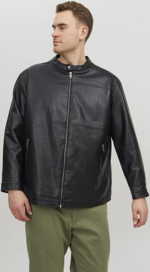 Jack & Jones Rocky Urban Rider Leather Jacket Black - Vestes - Vestes Homme Grandes Tailles