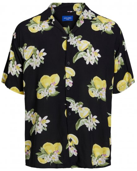 Jack & Jones JORLUKE FLORES Resort Shirt Black - Chemises - Chemises Grandes Tailles Hommes
