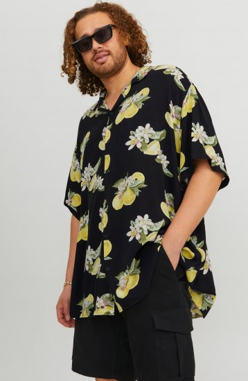 Jack & Jones JORLUKE FLORES Resort Shirt Black - Chemises - Chemises Grandes Tailles Hommes