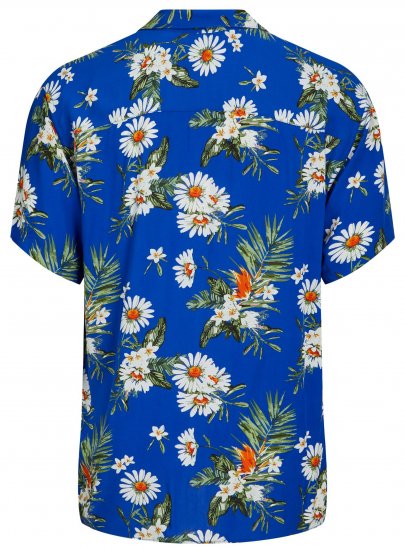 Jack & Jones JORLUKE FLORES Resort Shirt Nautical Blue - Chemises - Chemises Grandes Tailles Hommes