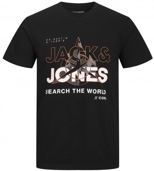 Jack & Jones JCOHUNT T-Shirt Black - T-shirts - T-shirts Homme Grande Taille