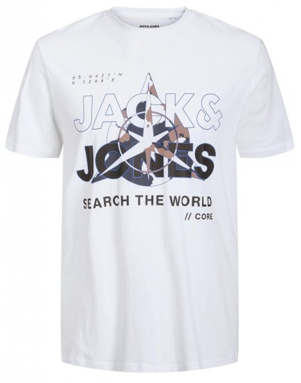 Jack & Jones JCOHUNT T-Shirt White - T-shirts - T-shirts Homme Grande Taille