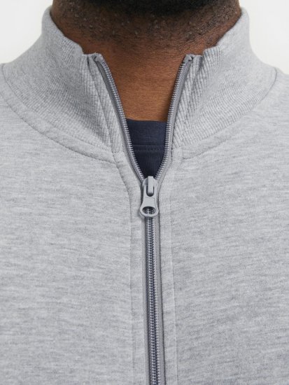 Jack & Jones PAULOS Turtleneck Zip Sweatshirt Light Grey Melange - Sweatshirts & hoodies - Sweatshirts/Hoodies grande taille homme