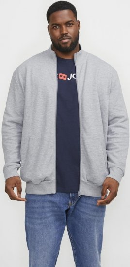 Jack & Jones PAULOS Turtleneck Zip Sweatshirt Light Grey Melange - Sweatshirts & hoodies - Sweatshirts/Hoodies grande taille homme