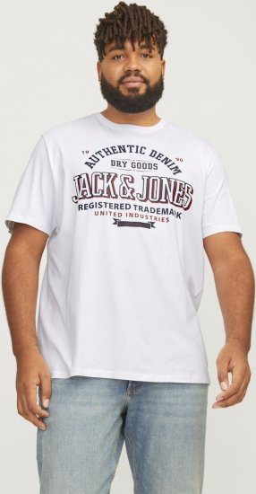 Jack & Jones JJELOGO O-Neck T-Shirt White - T-shirts - T-shirts Homme Grande Taille