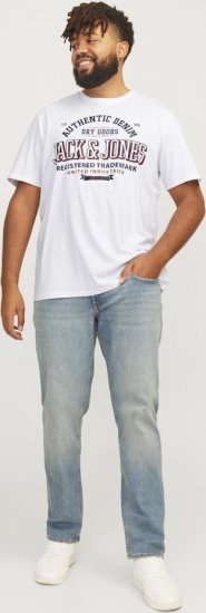 Jack & Jones JJELOGO O-Neck T-Shirt White - T-shirts - T-shirts Homme Grande Taille