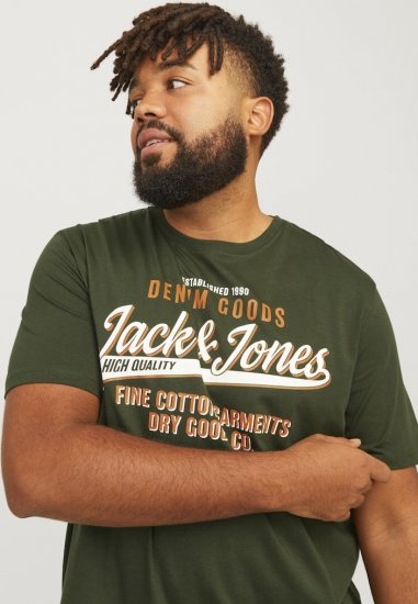 Jack & Jones JJELOGO O-Neck T-Shirt Kombu Green - T-shirts - T-shirts Homme Grande Taille