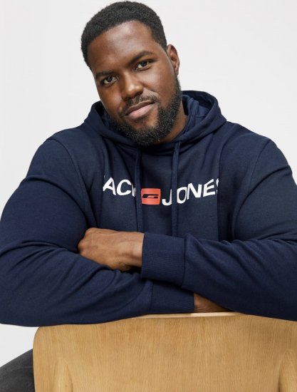 Jack & Jones CORP OLD LOGO REG FIT Hoodie Navy Blazer - Sweatshirts & hoodies - Sweatshirts/Hoodies grande taille homme