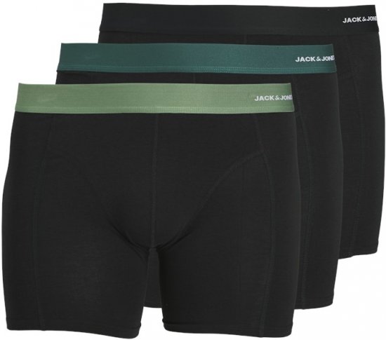 Jack & Jones Nick Bamboo Trunks 3-Pack Green/Black - Sous-vêtements & bain - Sous-vêtements Grande Taille