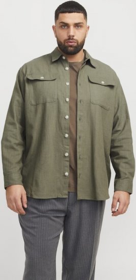 Jack & Jones Raymond Spring Long Sleeve Overshirt Green - Chemises - Chemises Grandes Tailles Hommes