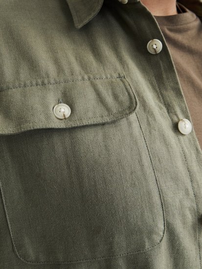 Jack & Jones Raymond Spring Long Sleeve Overshirt Green - Chemises - Chemises Grandes Tailles Hommes