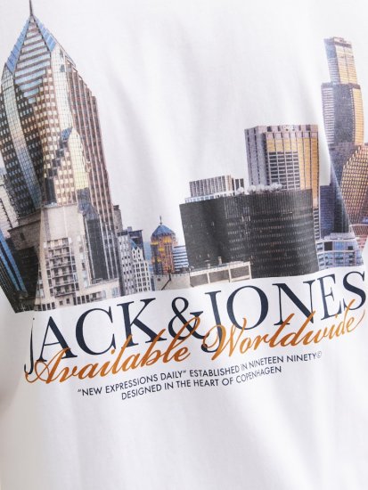Jack & Jones Boston Photo Crew Neck T-Shirt Bright White - T-shirts - T-shirts Homme Grande Taille
