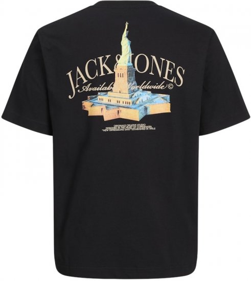 Jack & Jones Boston Photo Crew Neck T-Shirt Black - T-shirts - T-shirts Homme Grande Taille