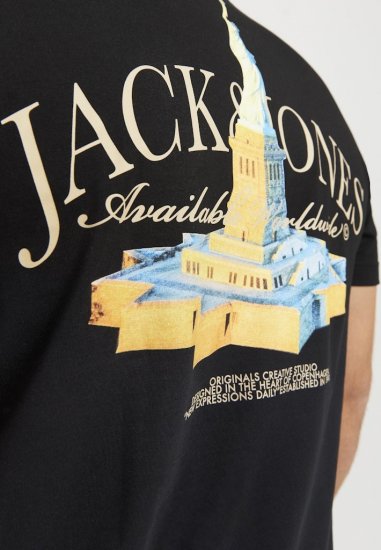 Jack & Jones Boston Photo Crew Neck T-Shirt Black - T-shirts - T-shirts Homme Grande Taille