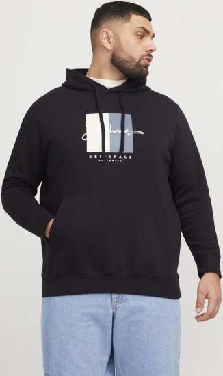 Jack & Jones Frederiksberg Box Script Hoodie Black - Sweatshirts & hoodies - Sweatshirts/Hoodies grande taille homme
