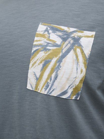 Jack & Jones Split Pocket Print T-Shirt Grey - T-shirts - T-shirts Homme Grande Taille