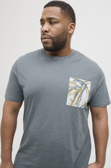 Jack & Jones Split Pocket Print T-Shirt Grey - T-shirts - T-shirts Homme Grande Taille